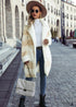 New Plaid Print Suit Collar Single Breasted Plush Long Coat